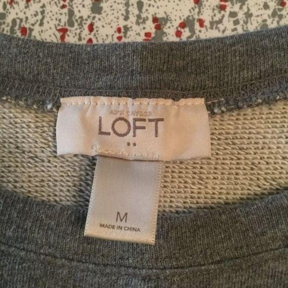 Ann Taylor LOFT Size M Gray Black‎ Sequence 3/4 Sleeve Sweatshirt - Picture 2 of 4
